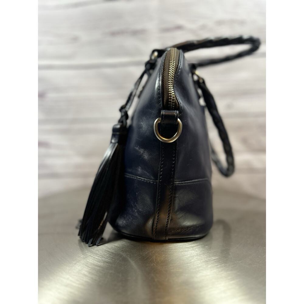 Patricia Nash Chia Leather Dome Satchel Ocean Blue Convertible Handbag - Picture 3 of 9